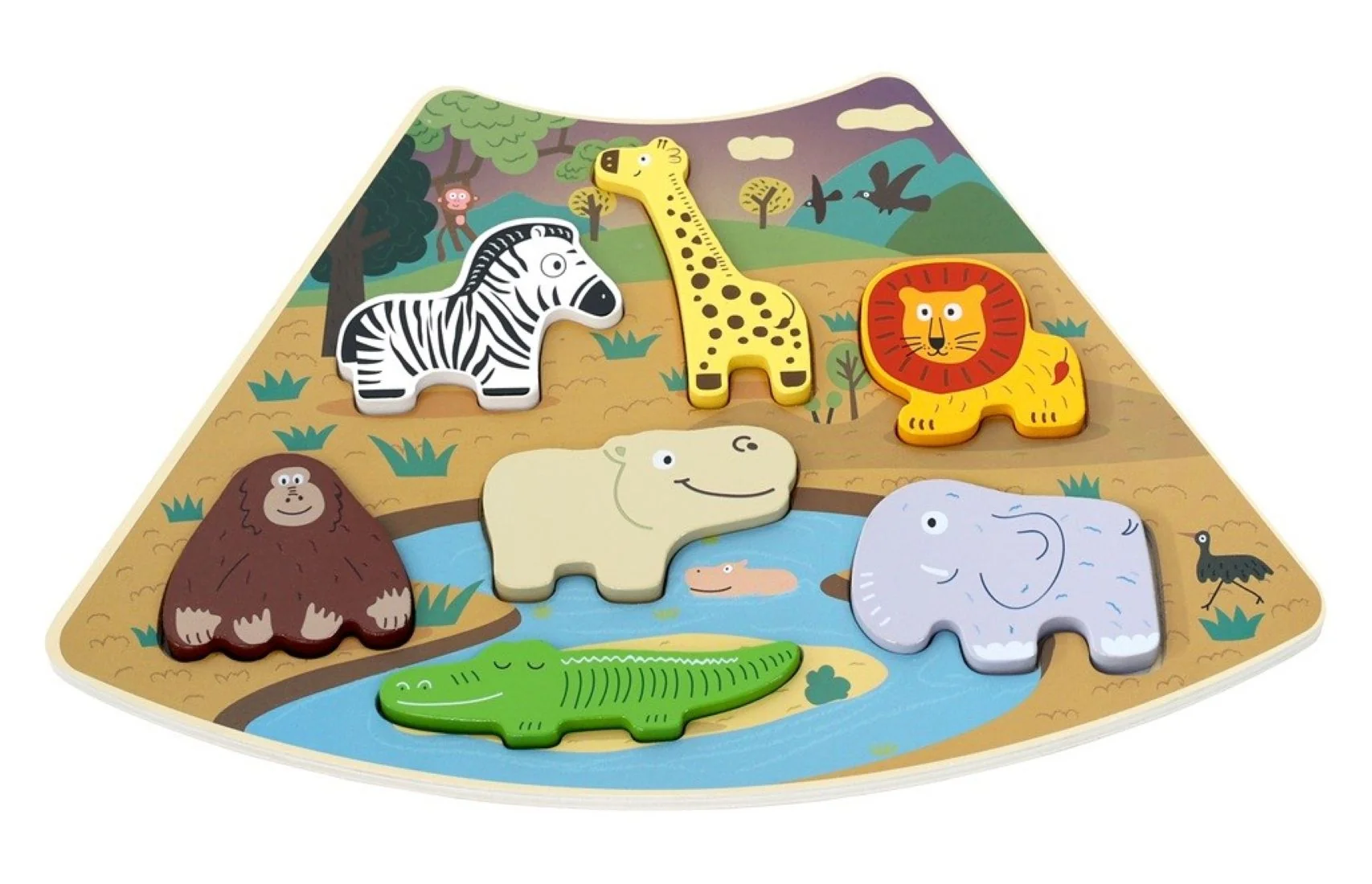 Drevené puzzle Kruh prepojiteľné 6 v 1, 42 dielkov
