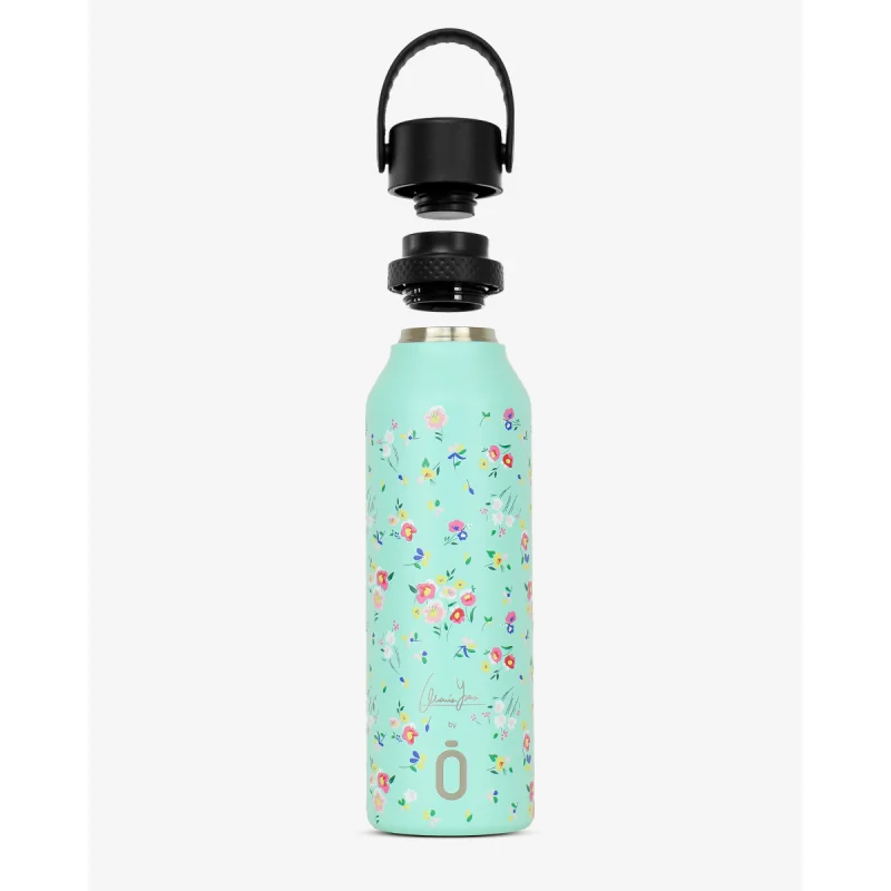 Runbott Mii Nerezová termofľaša s izoláciou – 600ml, Kvety na zelenej 