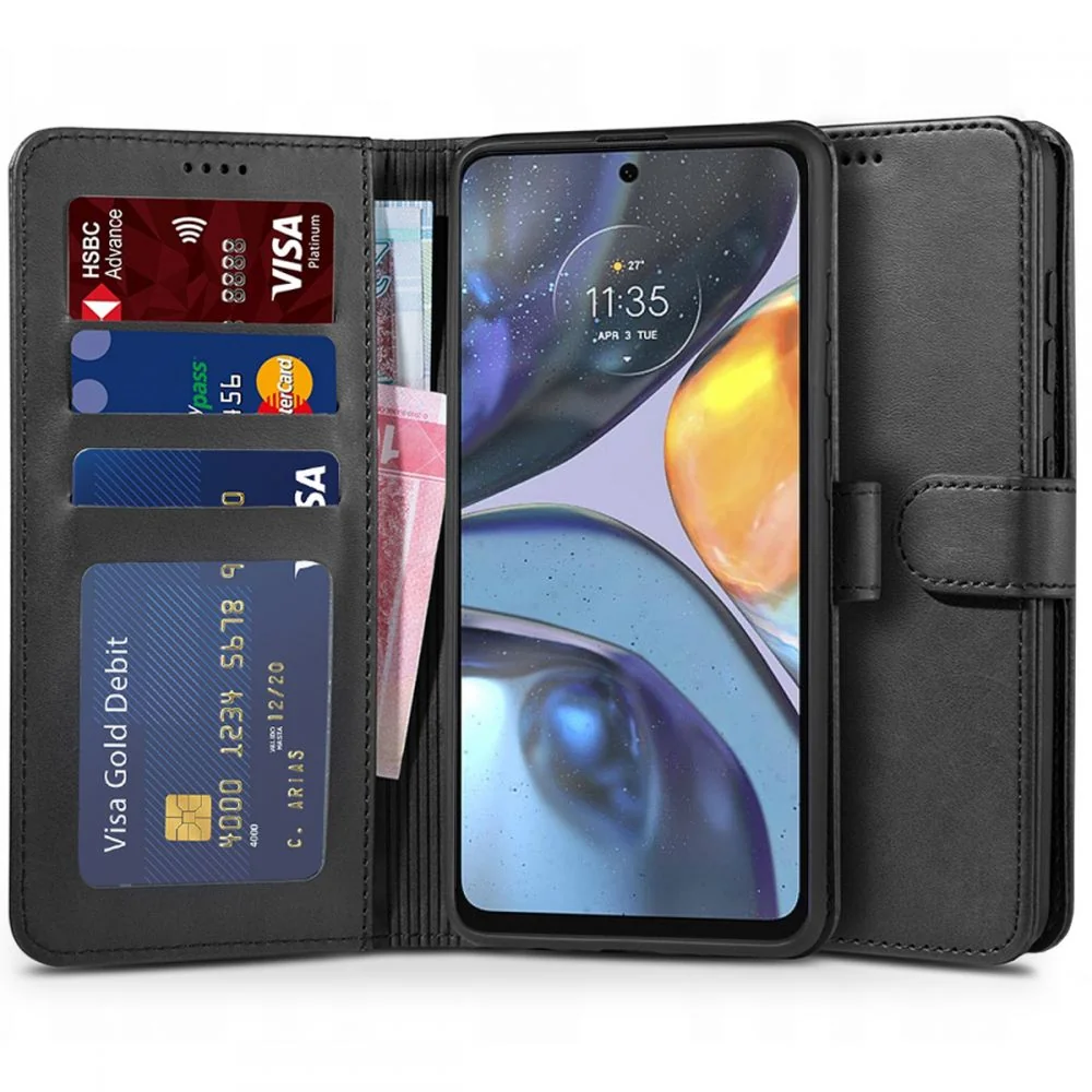 Tech-Protect Wallet knižkové kožené puzdro na Motorola Moto G22 / E32/ E32S čierne