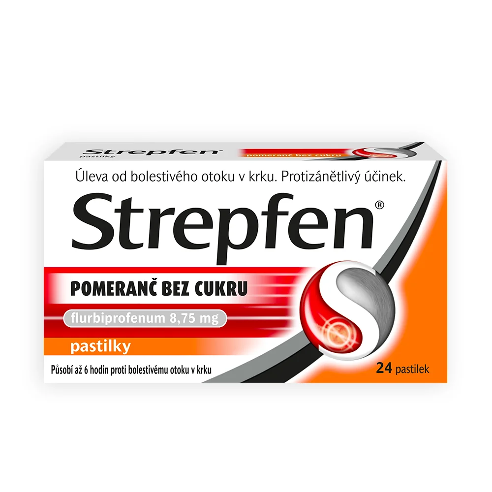Strepfen s pomarančovou príchuťou bez cukru 1×24 ks, liek