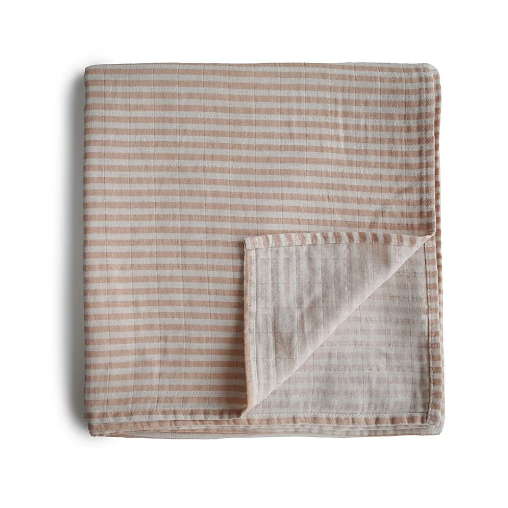 Mushie mušelínová zavinovačka z organickej bavlny, Natural Stripes 1×1 ks, bavlnená zavinovačka