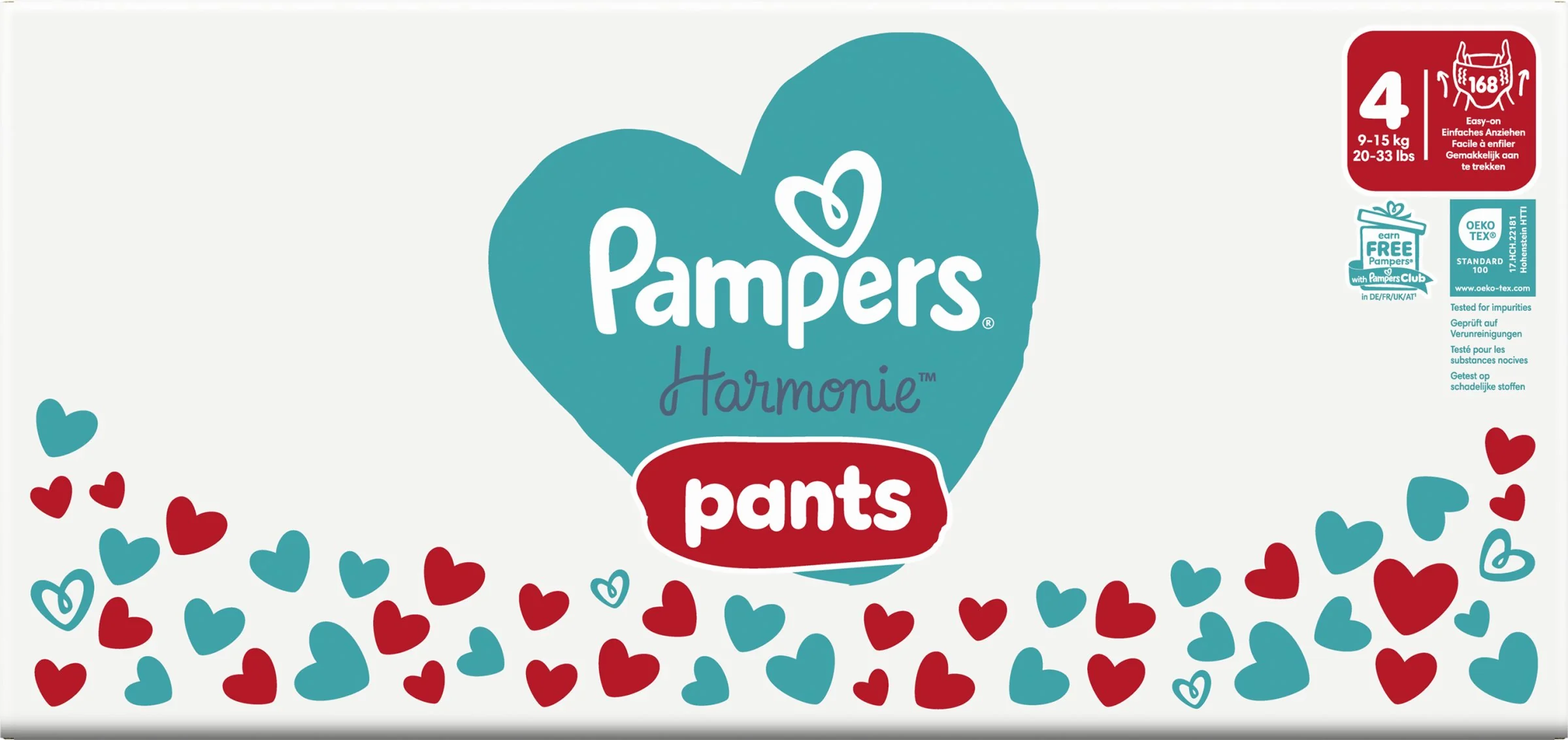 PAMPERS HARMONIE BABY PLIEN.NOHAV.V.4 9-15KG 168KS 1×168 ks, plienkové nohavičky vo veľkosti 4