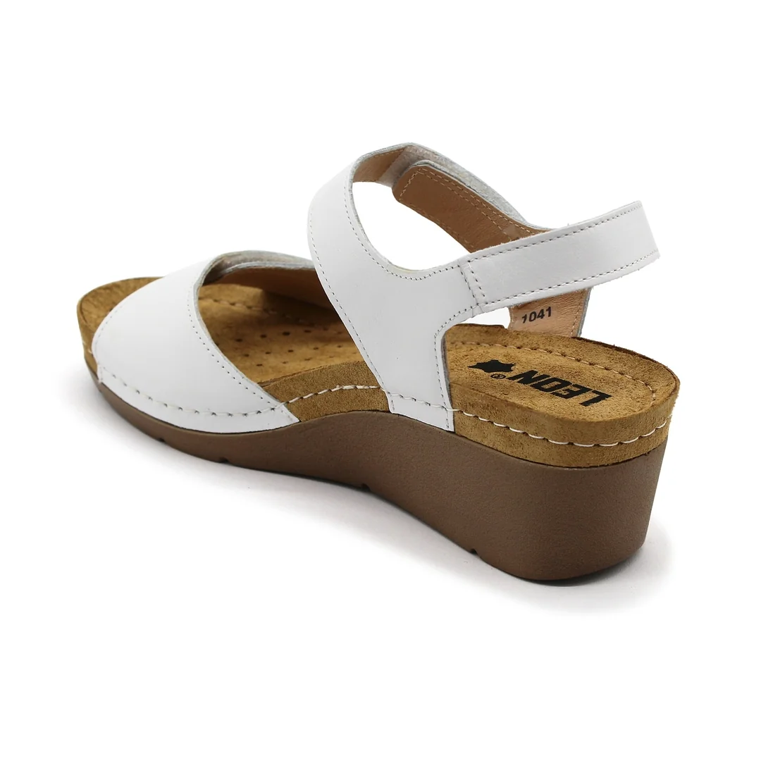 1041 Zdravotné celokožené sandále na platforme 38 - 24,5cm, biela, 6,5 cm