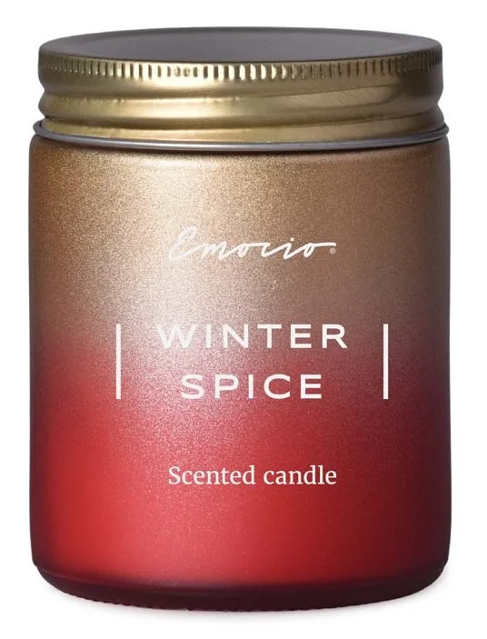 Emocio sklo 74×95 mm s plechovým viečkom vonná sviečka, Winter Spice 1×1 ks, vonná sviečka
