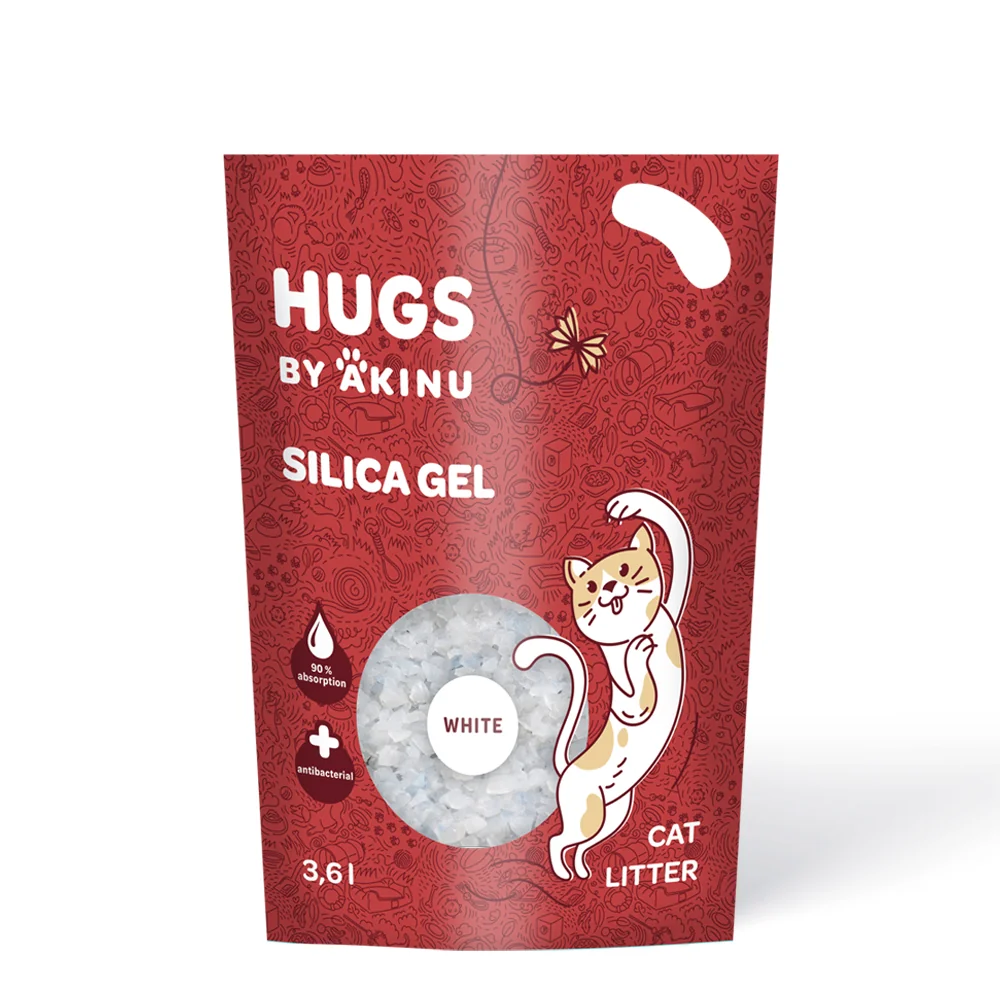 HUGS by Akinu Silikagélová biela podstielka pre mačky 3 x 3,6 l