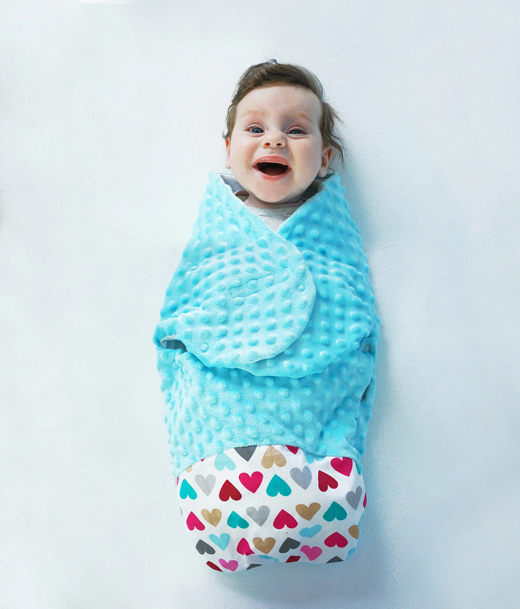 Baby Nellys Zavinovačka, spacáček s Minky, 0-6m - Srdiečka, Minky ružová