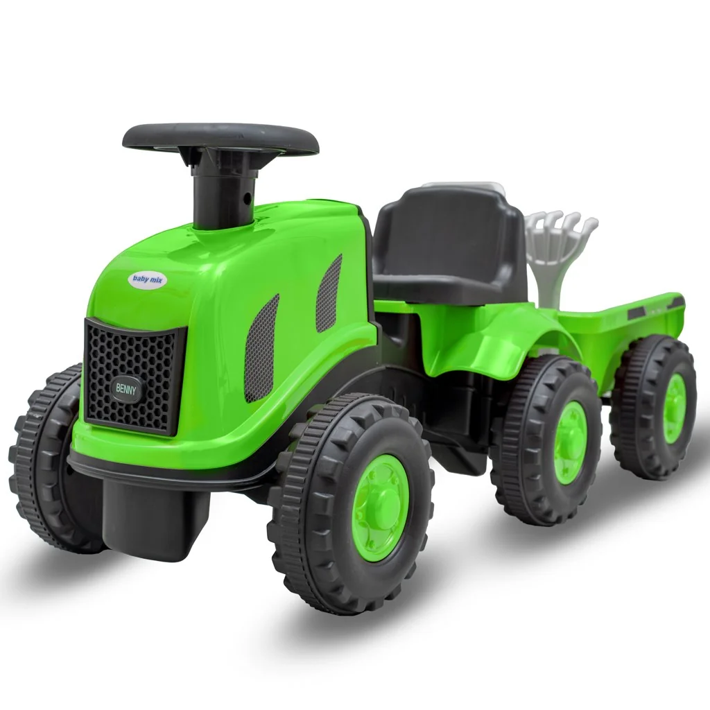 Detské odrážadlo traktor s vlečkou a náradim Baby Mix Benny