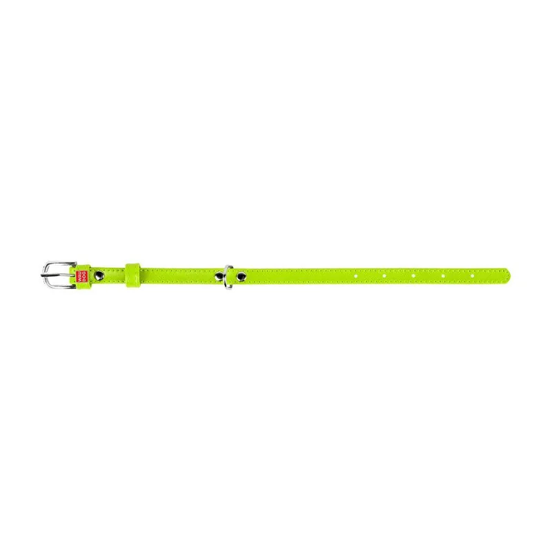 Plochý kožený obojok zelenej farby, Obvod krku: 30-39 cm, širka: 20 mm