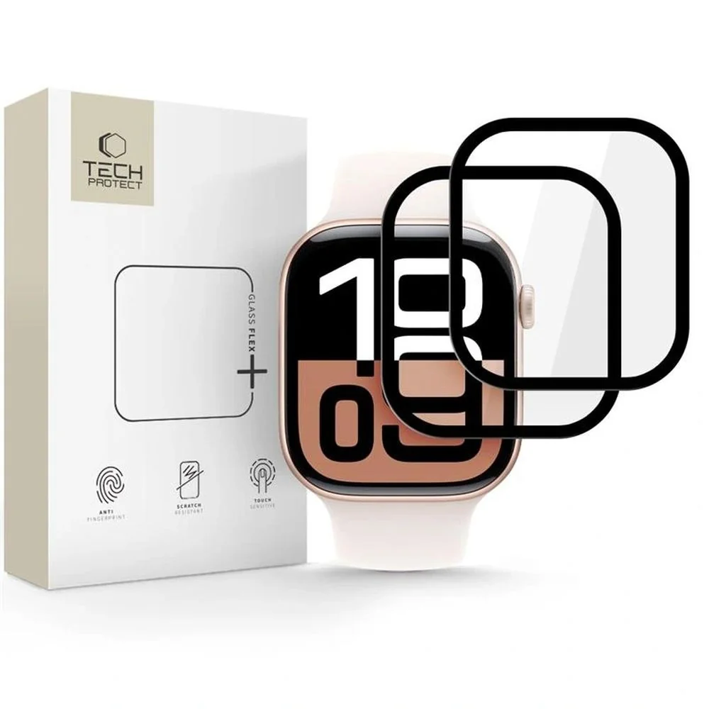 Tech-Protect Glass Flex 2x ochranné sklo na Apple Watch 10 (42mm), čierne rne