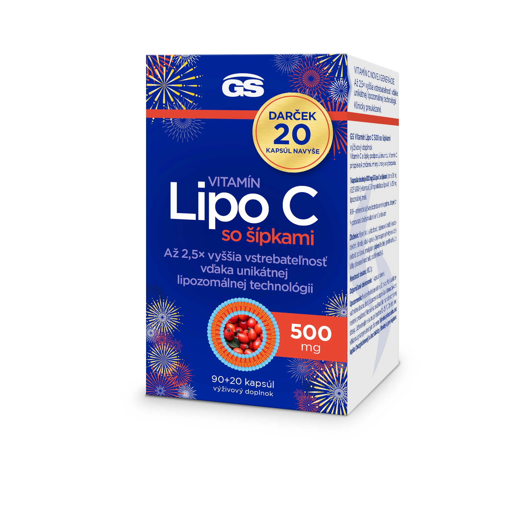 GS Vitamin Lipo C 500 mg so šípkami cps. 90+20 darček 110 cps
