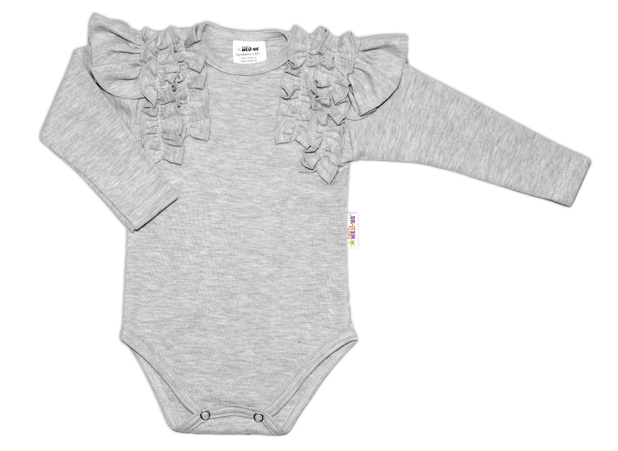 BABY NELLYS 2 dielna súprava, body dl.rukáv + suknička s krajkou a volánikmi