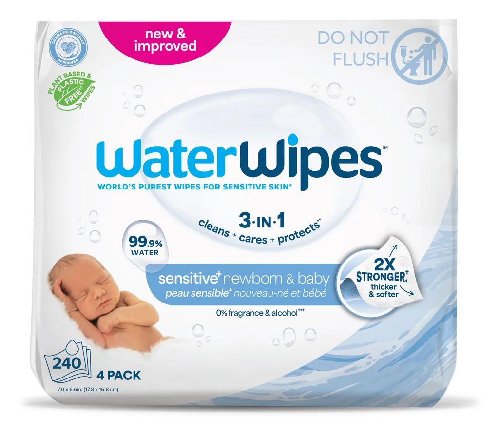 4X WATERWIPES Obrúsky vlhčené Newborn&Baby 3in1 4×60 ks, vlhčené obrúsky
