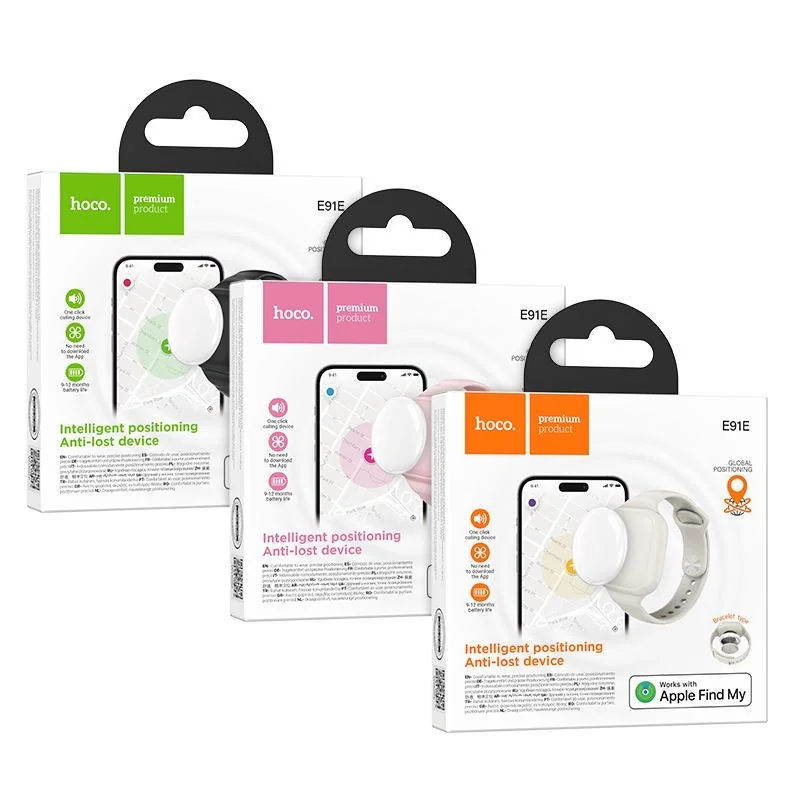Hoco E91E detský lokalizačný náramok Apple FindMy, čierny