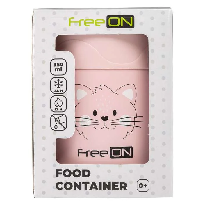 Termobox na jedlo 350ml FreeON - ružová mačička