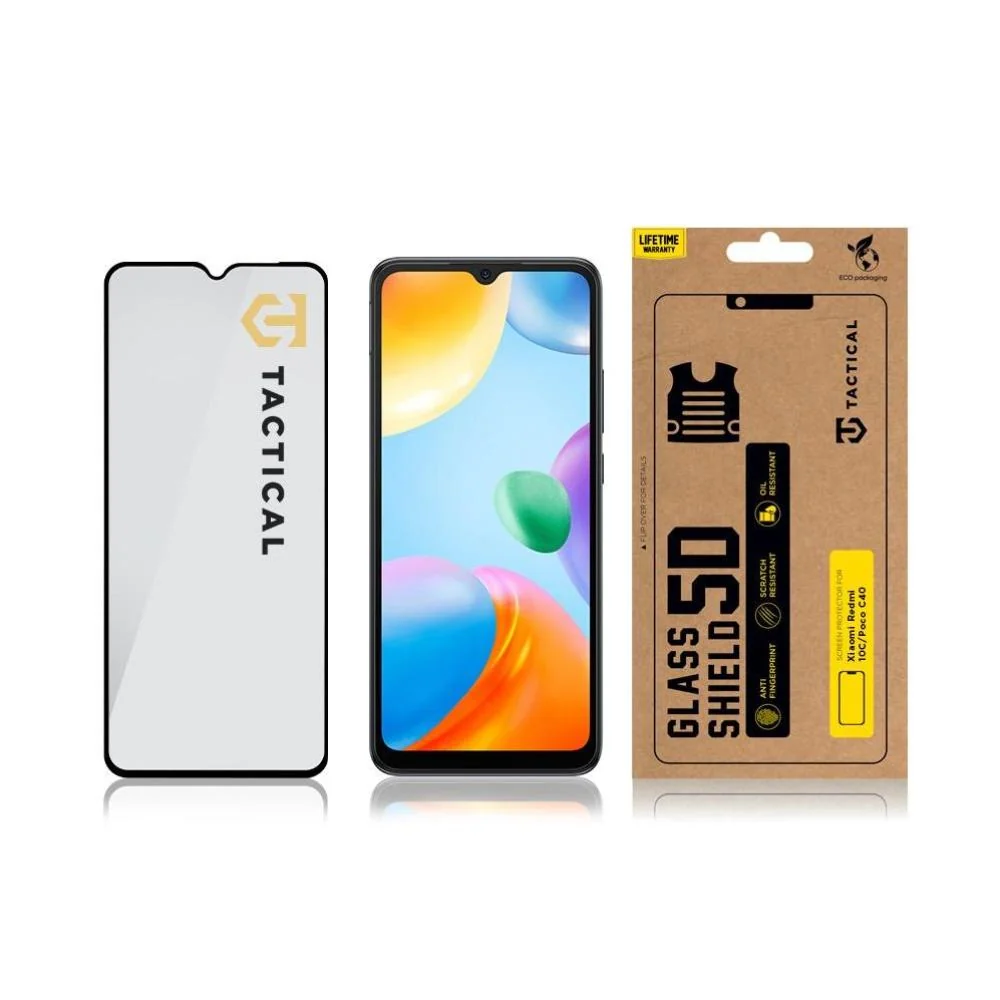 Sklo 5D pre Xiaomi Redmi 10C/Poco C40 - Čierna Ochrana displeja