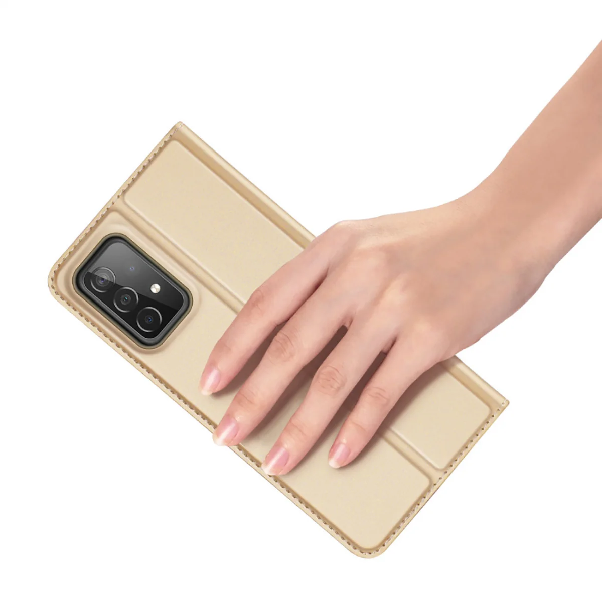 Dux Ducis Skin Pro knižkové kožené puzdro na Samsung Galaxy A73, zlaté