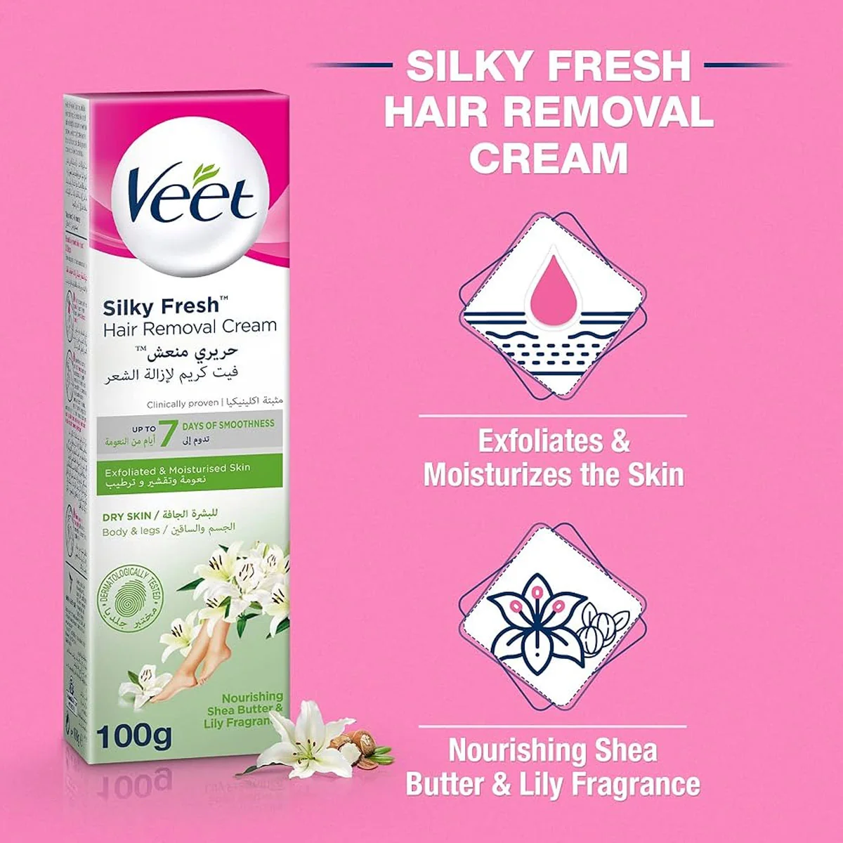 VEET depilačný krém 100ml – suchá pokožka depilačný krém, 1x100ml