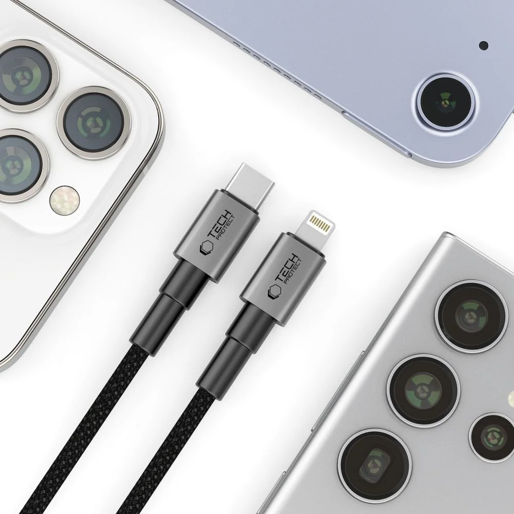 Tech-Protect Ultraboost DNA kábel USB-C / Lightning PD 27W / 3A 2m, šedý dý