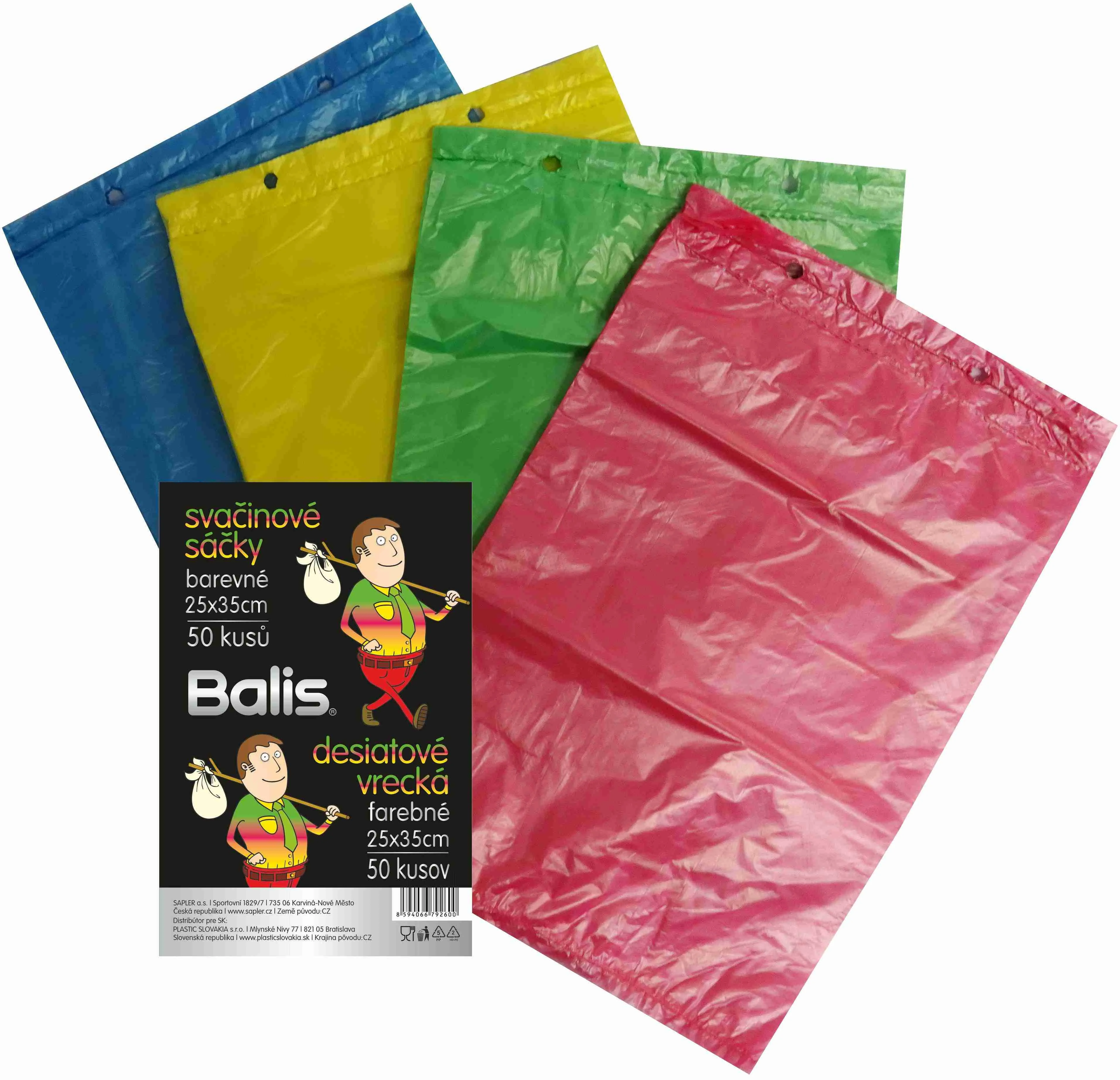 BALIS Desiatové vrecká 250x350/50ks farebné EAN 1×50 ks, desiatové vrecká