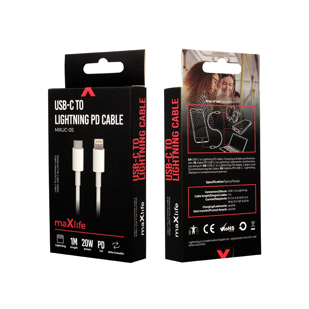 Maxlife MXUC-05 USB-C a lightning kábel 1m OEM0100927 biela