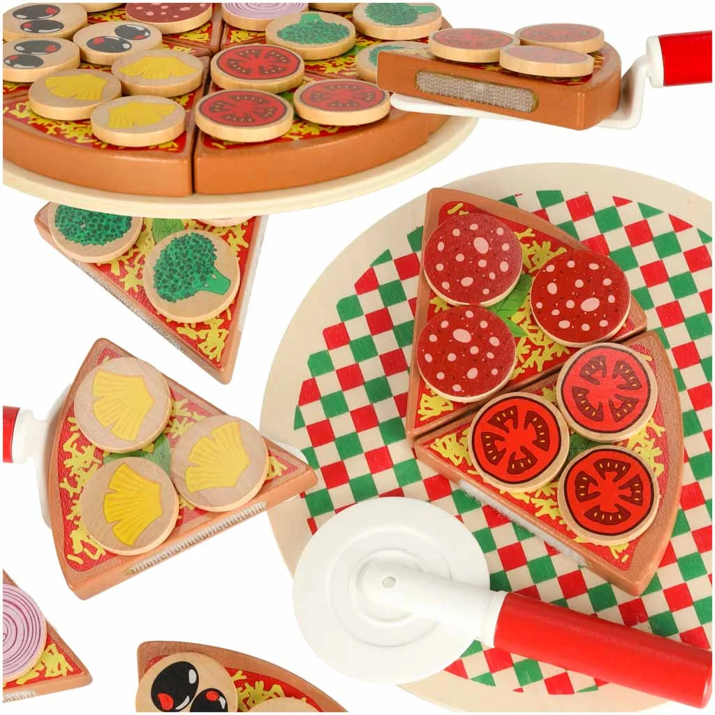 Drevený pizza set na krájanie – 27 dielov