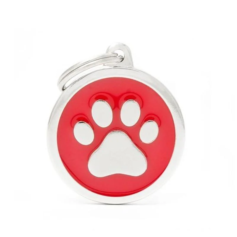 MF RED BIG CIRCLE PAW 3,93x3,17 cm gravírovateľný prívesok