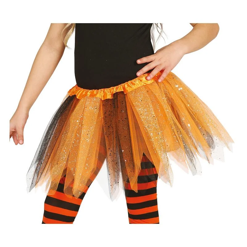 Guirca Detská tutu sukňa oranžovo-čierna trblietavá 30cm