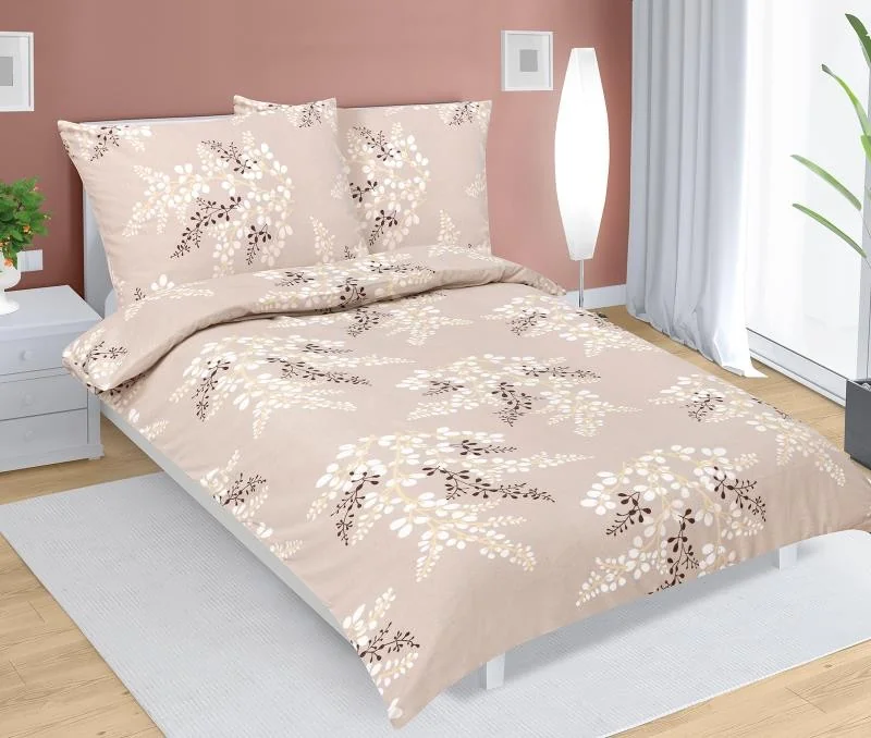 Obliečky flanel 12/393 kávové lupienky 140x200, 70x90 1×1 ks, obliečky