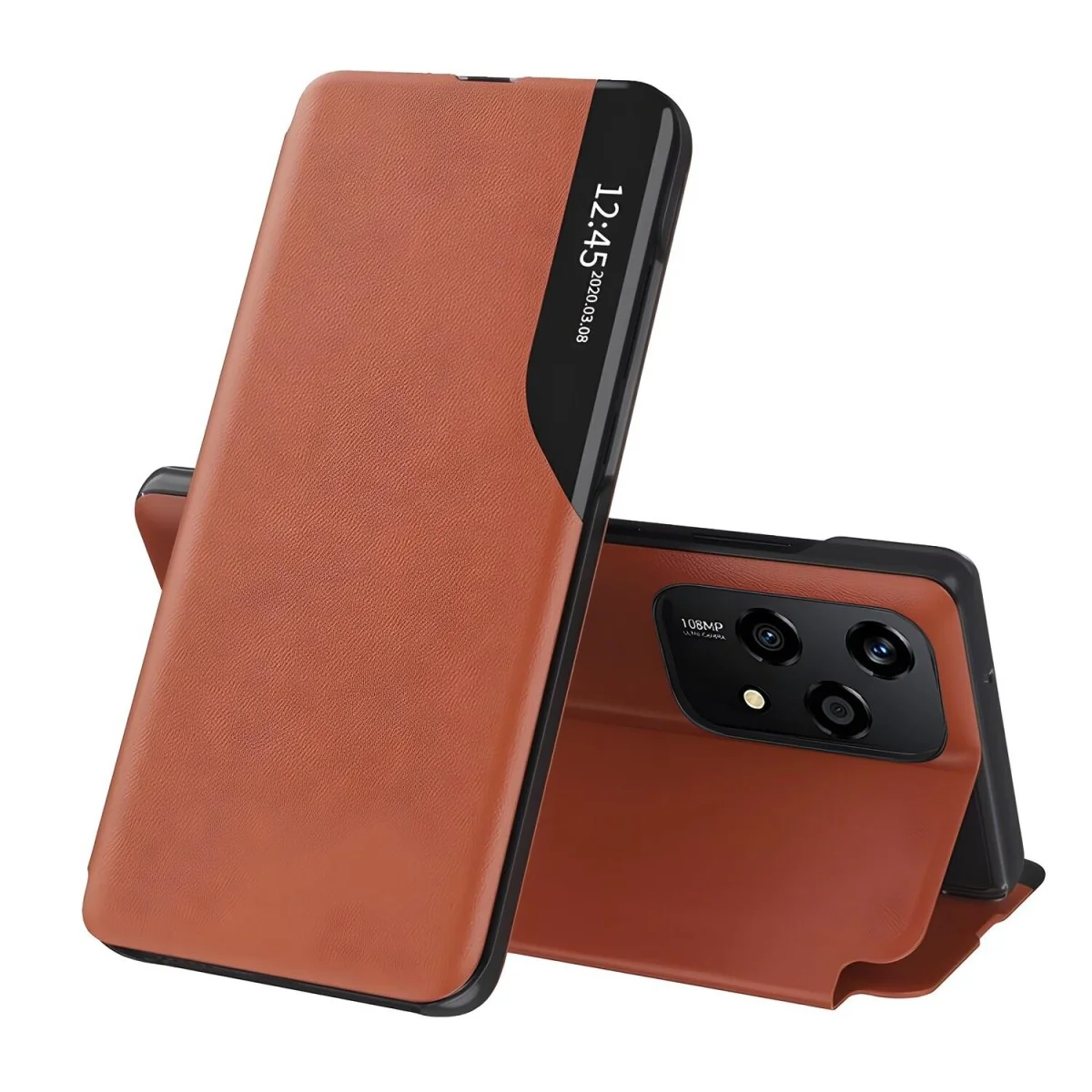 Elegantné knižkové puzdro View Case - Oranžová Eco Leather, plast, eko koža