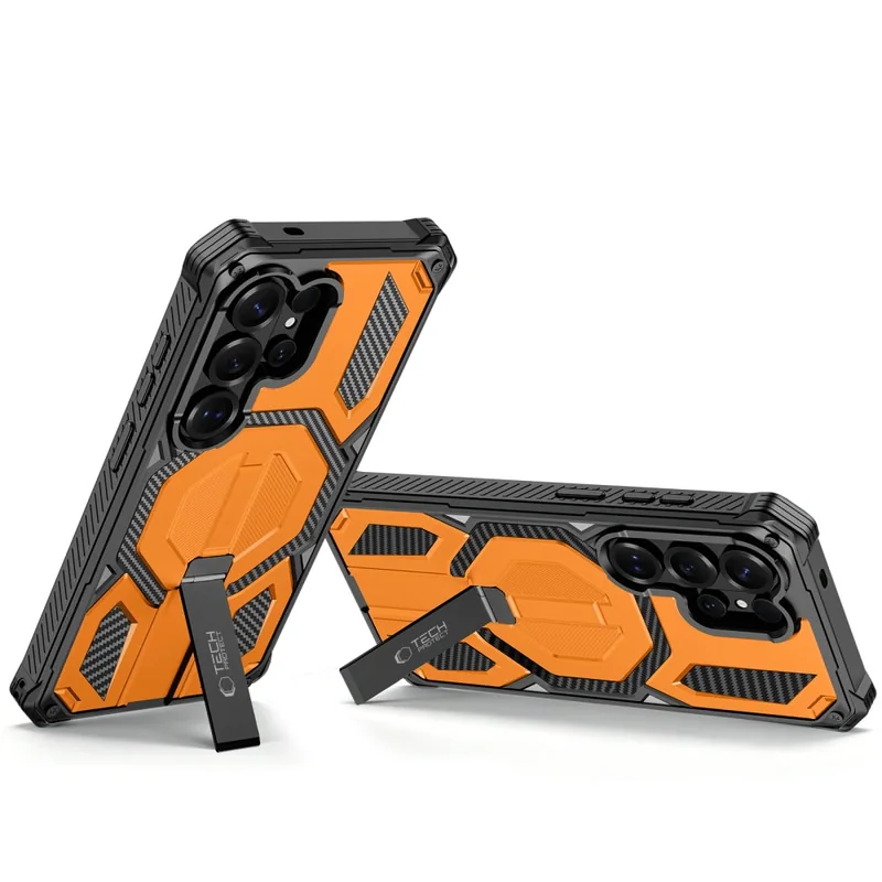 Tech-Protect MagBlast MagSafe kryt + 2x ochranné sklo na Samsung Galaxy S26 Ultra, čierny / oranžový