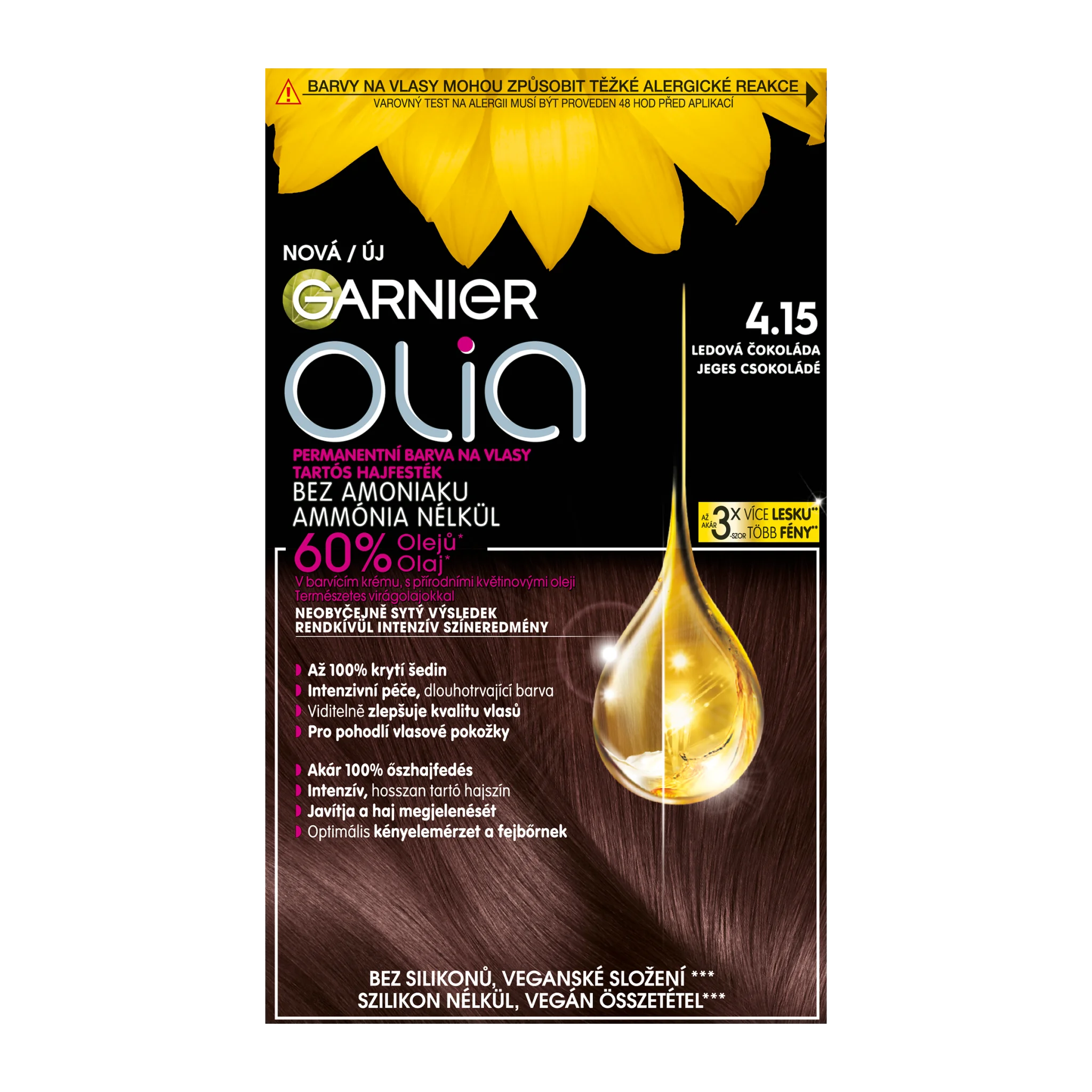 Garnier Olia permanentná farba na vlasy 4.15 Ľadová čokoláda 1×1 set, permanentná farba na vlasy