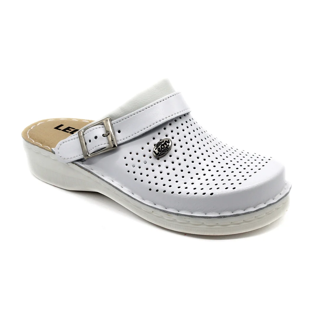 Leon V202 Dámska pracovná celokožená zdravotná obuv 38 - 24cm, biela, 3,5 cm