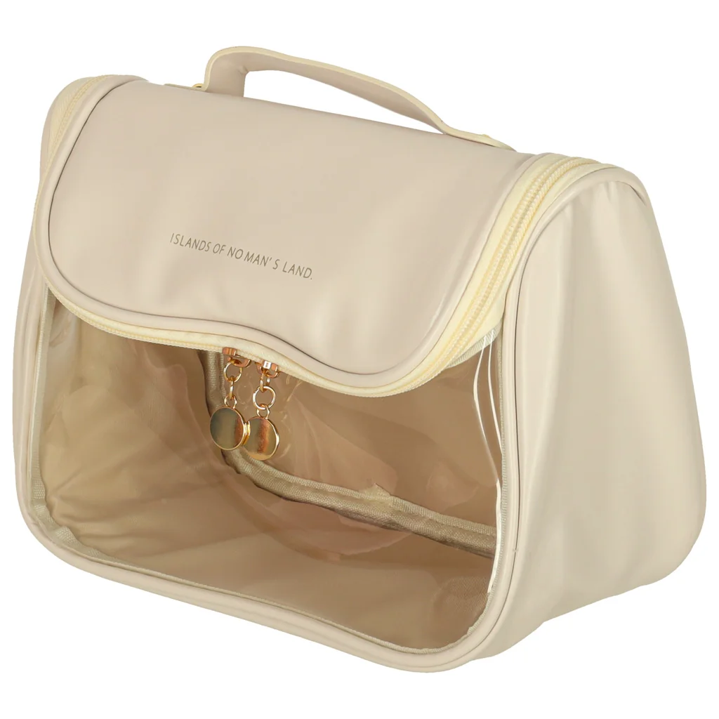 Cestovný kozmetický kufrík Ikonka 25×12×18 cm – béžový organizér