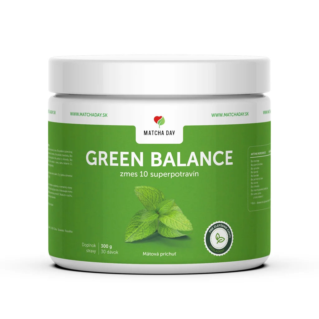 Matchaday - Green Balance 300g prášok - príchuť Mäta 300g Green Balance, výživový doplnok