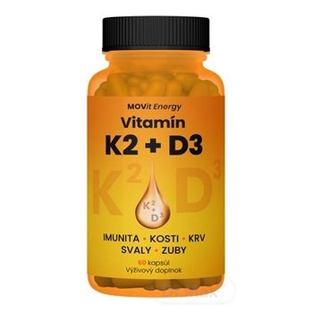 MOVit Vitamín K2 120 μg + D3 1000 I.U. (25 μg) 1×60 cps, výživový doplnok