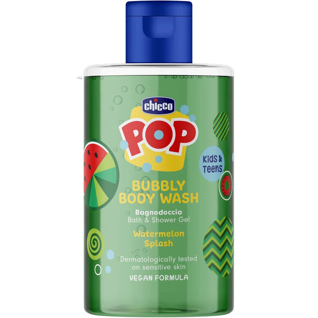 CHICCO Kúpeľový a sprchový gél POP so športovým vreckom Bubbly Watermelon 300ml 300 ml