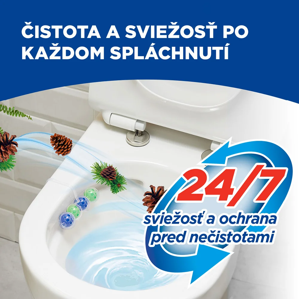 Bref Power Aktiv tuhý WC blok Pine 6×50 g 6×50 g, WC blok