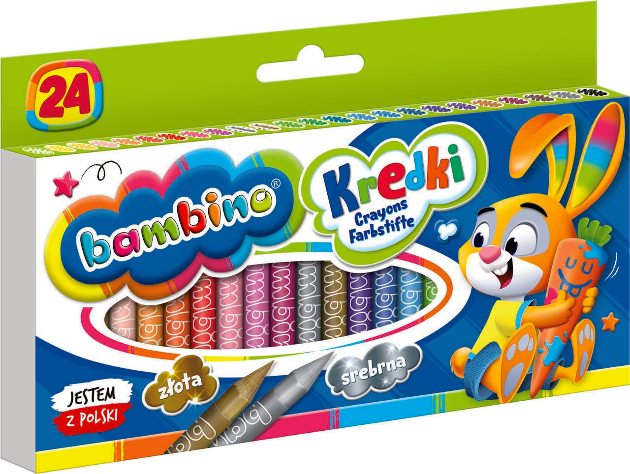 Voskové pastelky Bambino, 24 grafitových farieb