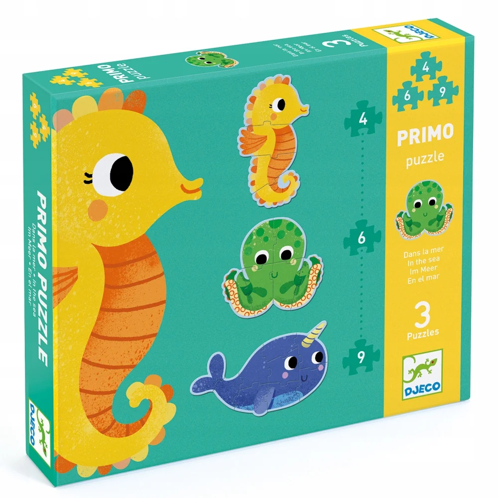 Djeco - Primo puzzle: 3 Zvieratká v mori (19 veľkých dielikov)