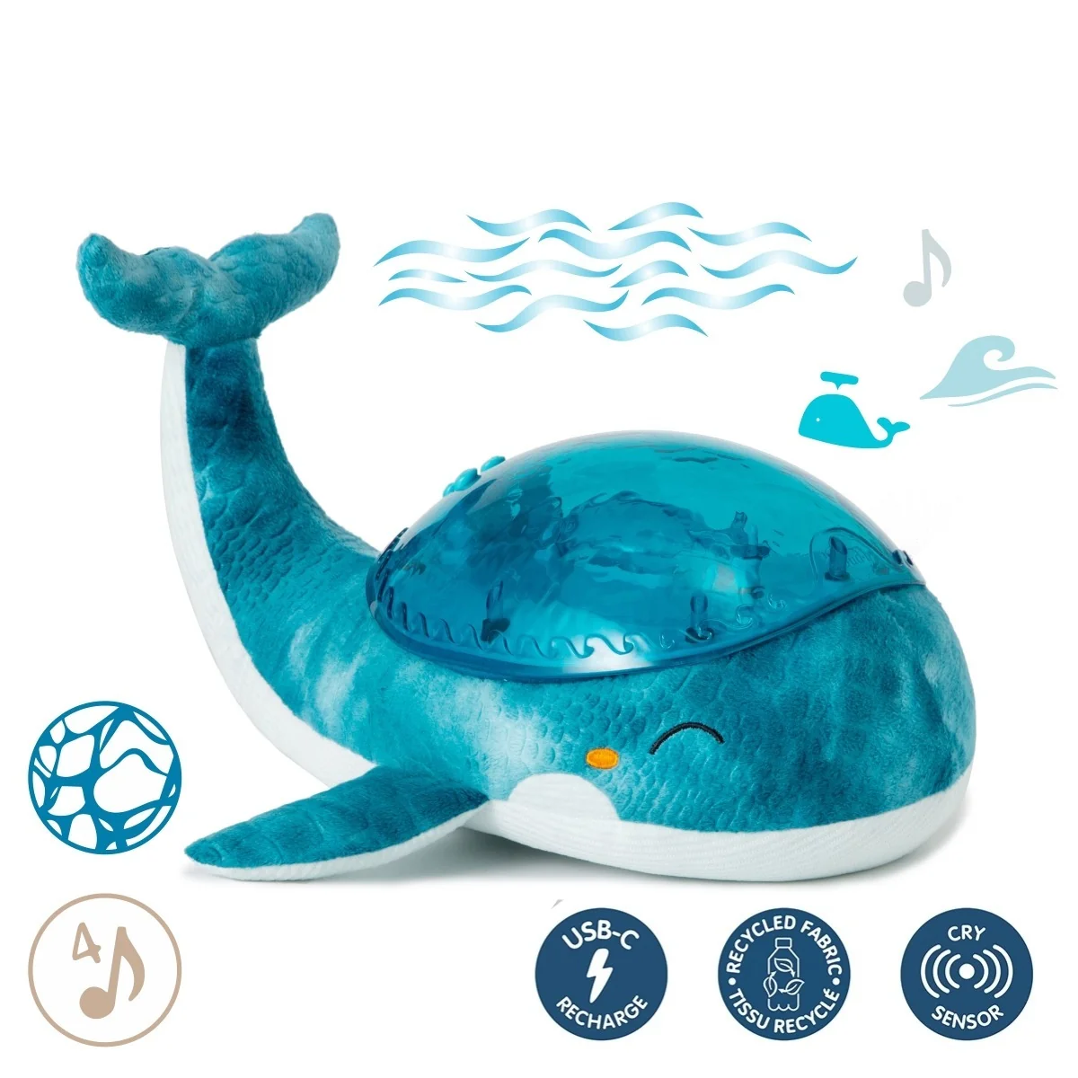 CLOUD B - Tranquil Whale™ ECO nočné svetielko veľryba, modrá