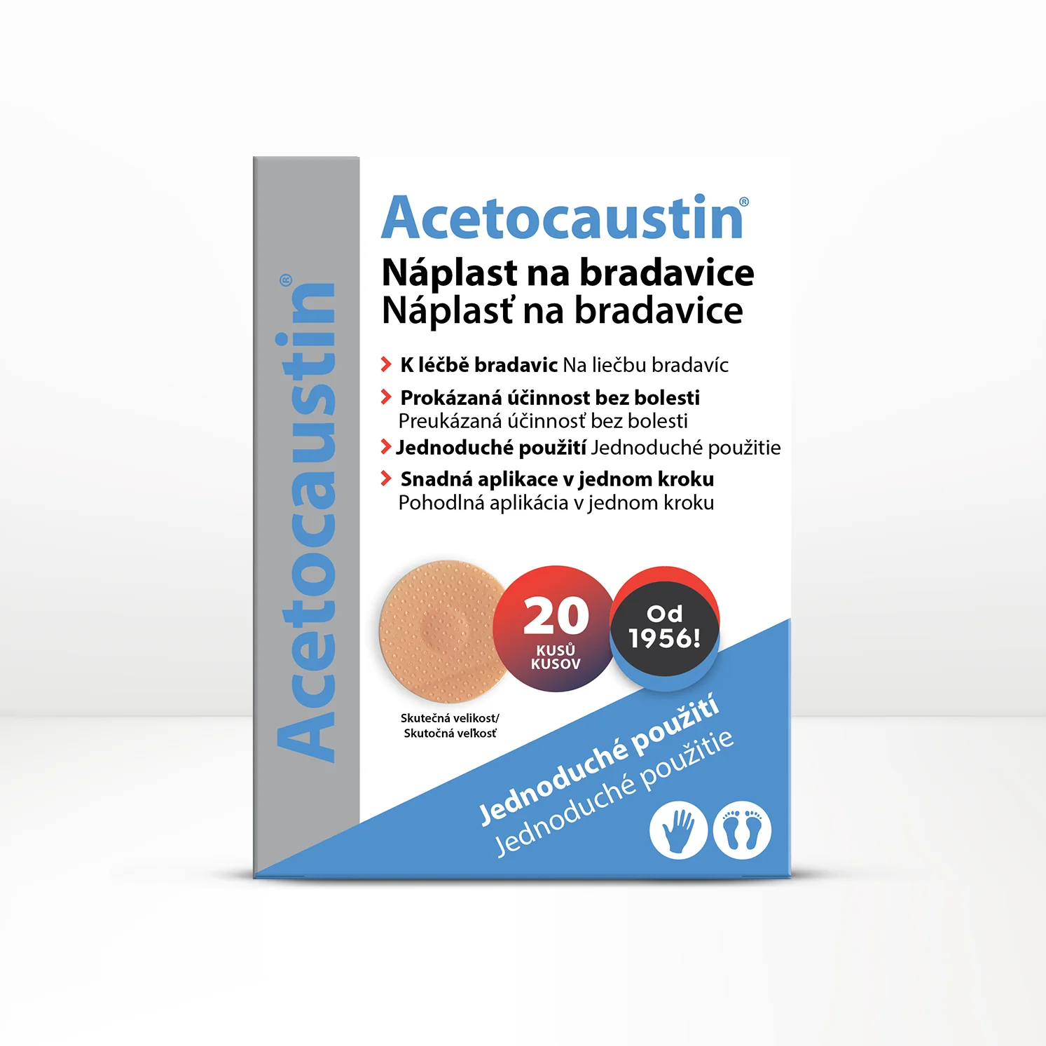 Acetocaustin Náplasť na bradavice 20 ks
