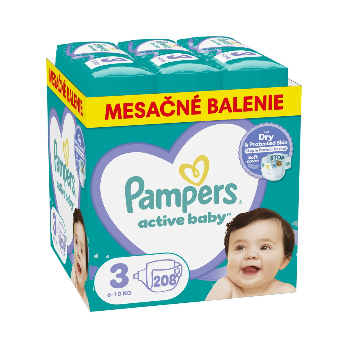 Pampers Active Baby MSB S3 208ks 1×208 ks, plienky