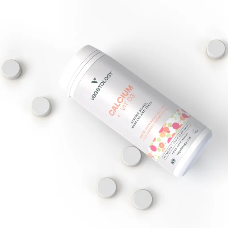 Vegetology Vápnik + Vitamín D3, 60 žuvacích tabliet