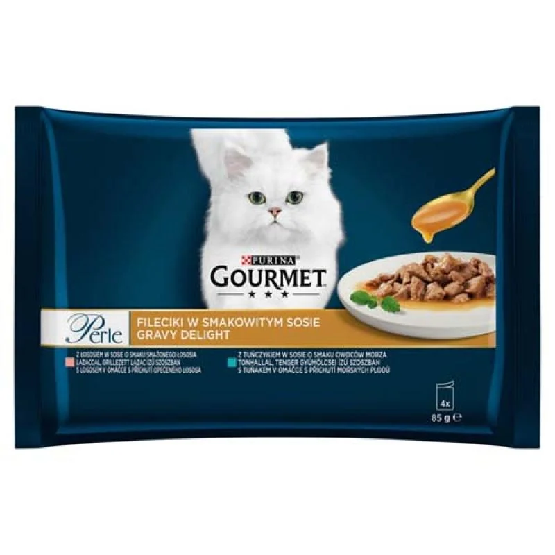 GOURMET PERLE  Multipack 4x85g Gravy Delight s lososom a tuniakom v omáčke