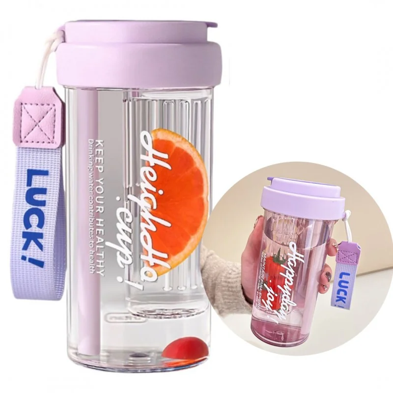 Livefy pohár so slamkou Simple 600ml, fialový