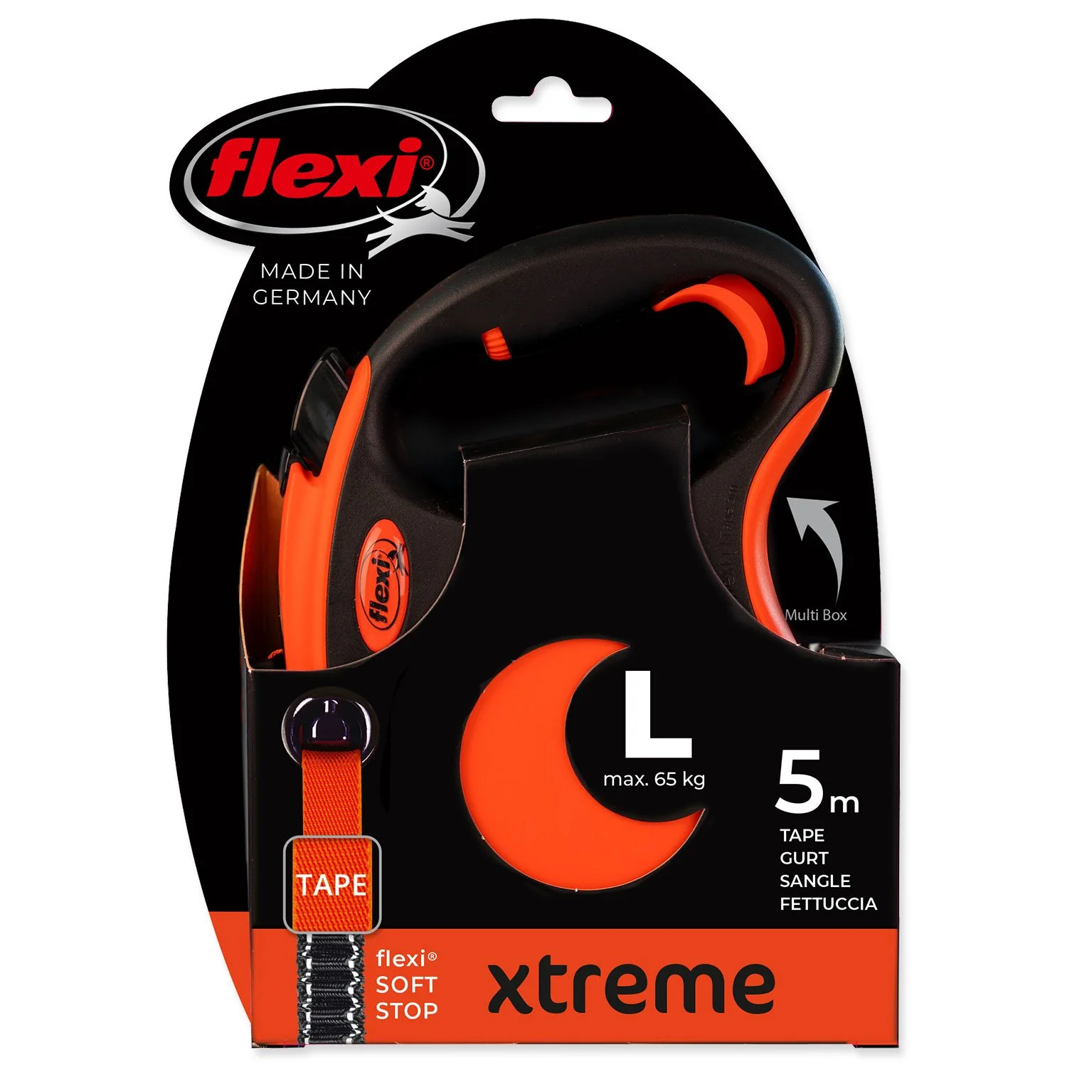 Vodítko FLEXI Xtreme páska L oranžové 5m
