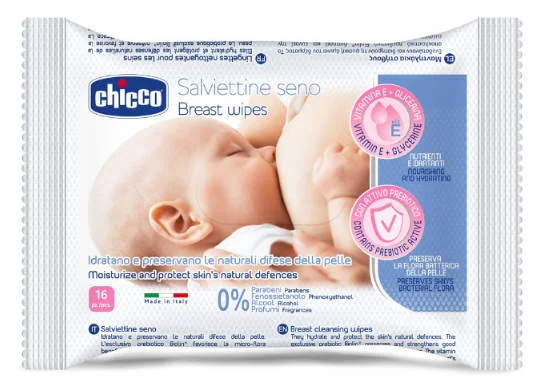 Chicco Obrúsky čistiace na prsia 1×16 ks, čistiace obrúsky na prsia