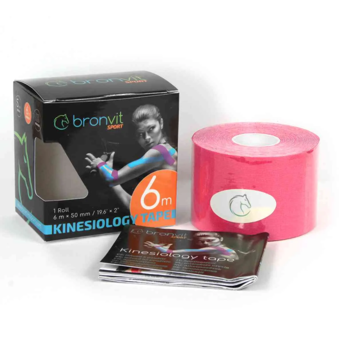 BronVit Sport Kinesio Tape classic rúžová 5cmx6m 1×1 ks, kinesio tape