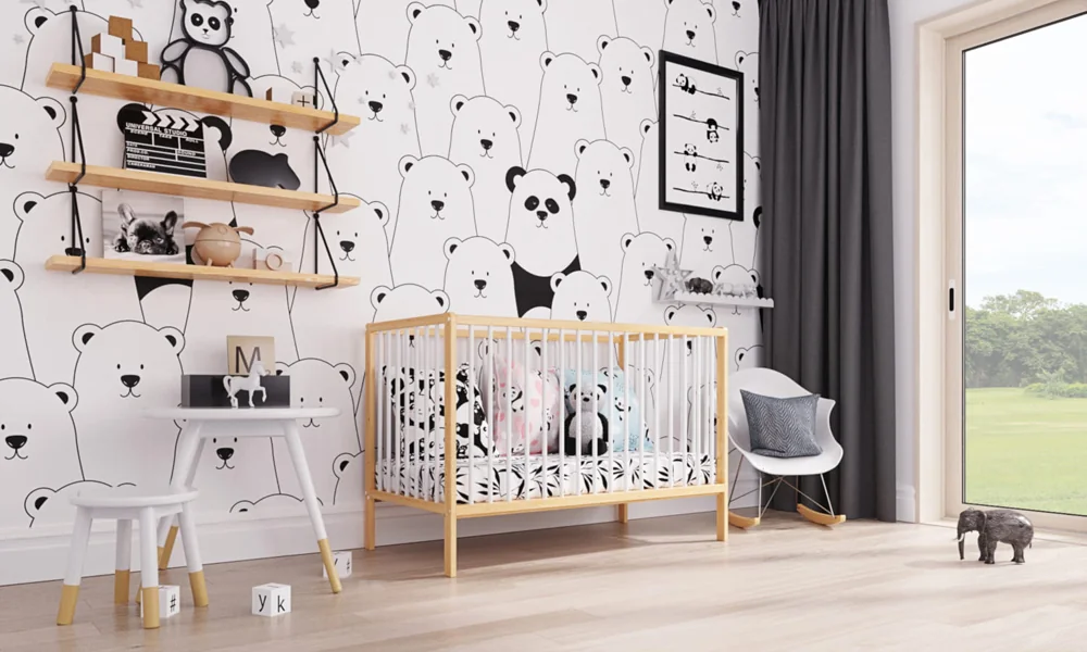 PETITE&MARS Postieľka drevená Moony Pine White 1×1 ks