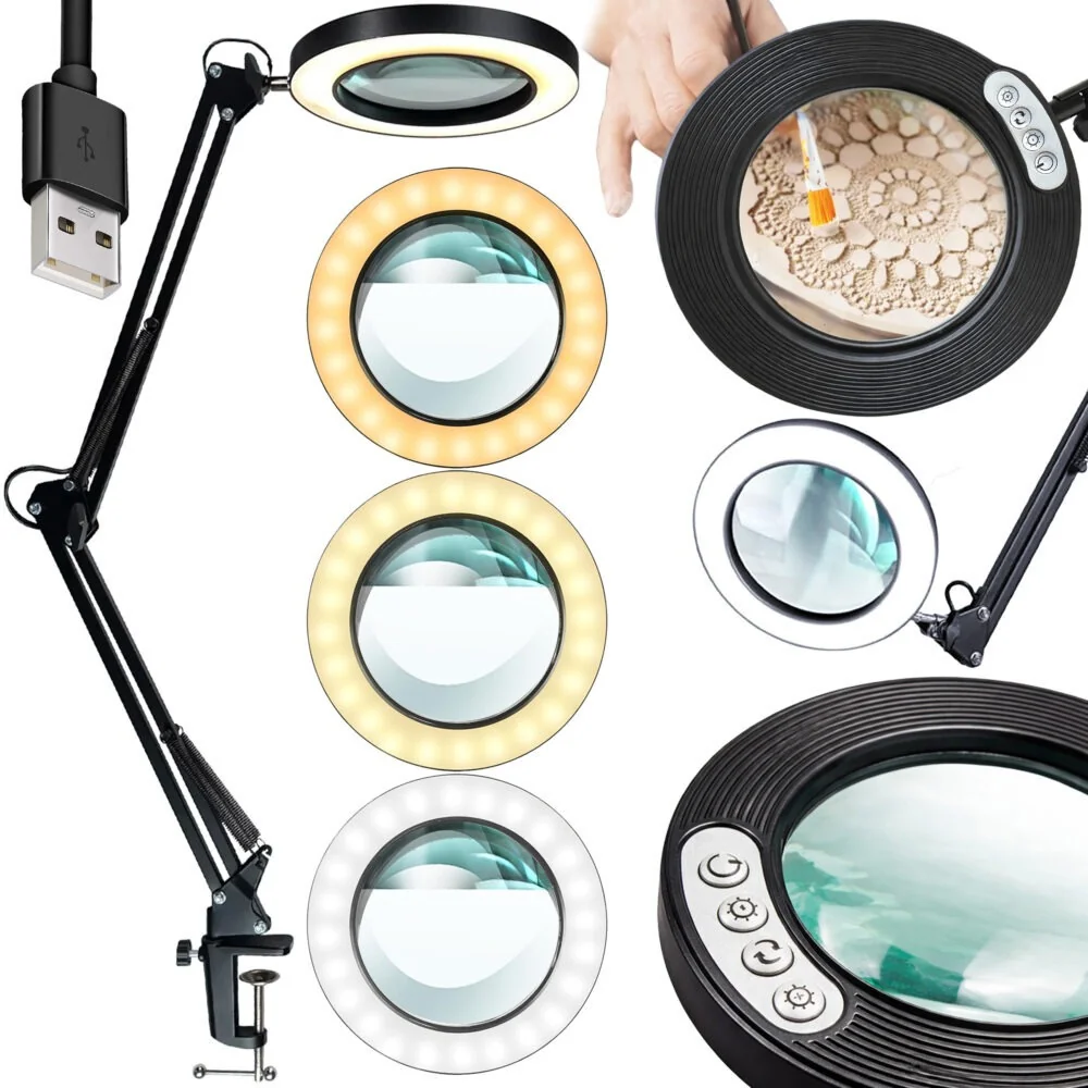 MG Repair Lamp LED stolná lampa s lupou 12W, čierna